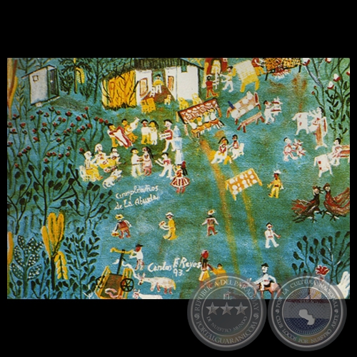 EL CUMPLEAÑOS DE LA ABUELA, 1993 - Óleo de CARLOS FEDERICO REYES